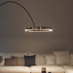 Elegant Satin Brass Floor Lamp with Natural Linen Shade