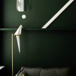 Modern Minimalist Entrance with Gold Floor Lamp
